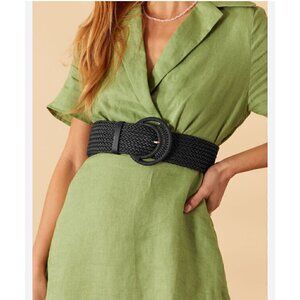 NWOT &Other Stories Linen Tie Mini Dress Green 8